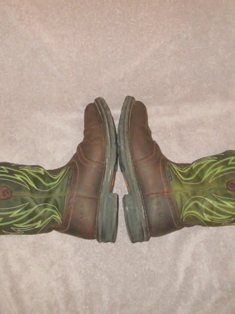 Ariat Sierra Shock Shield Steel Toe Work Boots Mens 12 D Green Leather Western